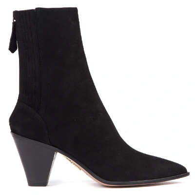 Shop Aquazzura Black Suede Saint Honore Ankle Boots