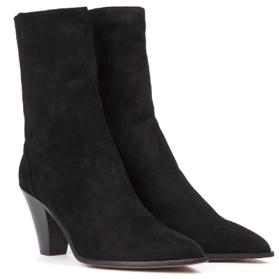 Shop Aquazzura Black Suede Saint Honore Ankle Boots