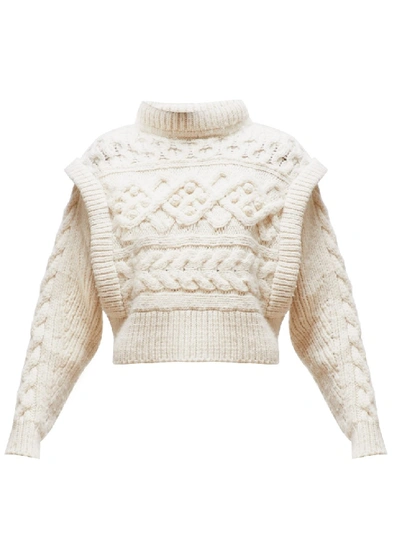 Shop Isabel Marant Cable-knit Sweater In White