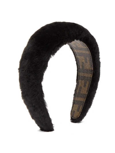 Shop Fendi Faux-fur Headband In Black
