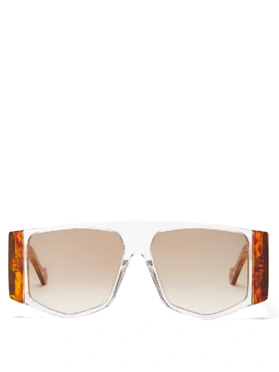 Shop Loewe Tortoiseshell Angular Aviator Sunglasses In Neutrals