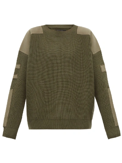 Shop Amiri Patch Ribbed-knit Wool-blend Sweater In Grey