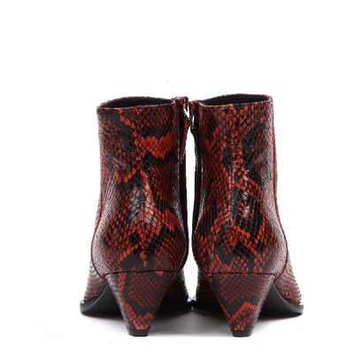 Shop Aldo Castagna Red Python Leather Ankle Boot In Black