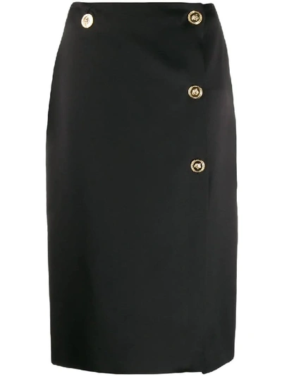 Shop Versace Black Medusa Detail Pencil Skirt