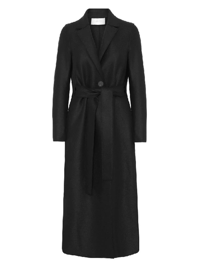 Shop Harris Wharf London Long Belted Coat In Black