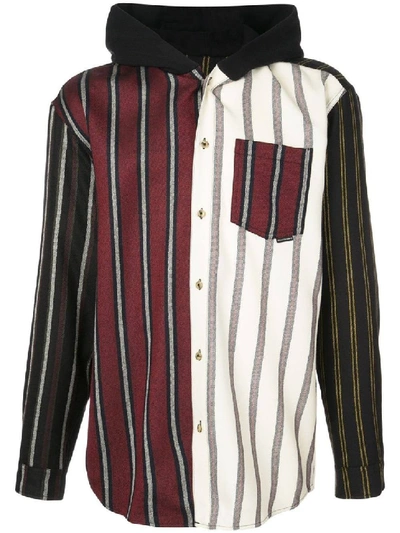 Shop Alexander Wang Multicolor Men's Striped Hooded Shirt In Black