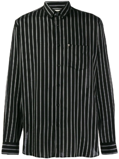 Shop Saint Laurent Black Men's Black And White Striped Shirt