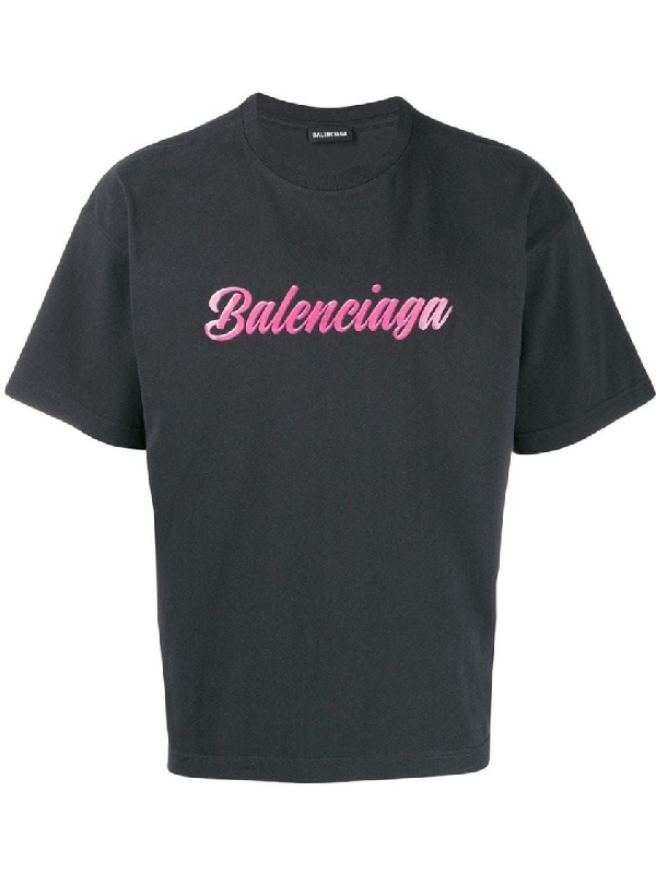 balenciaga blue logo t shirt
