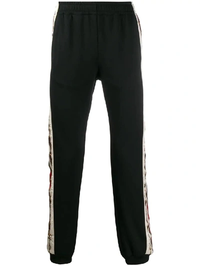 Shop Gucci Black Men's Printed Side Stripe Track Pants