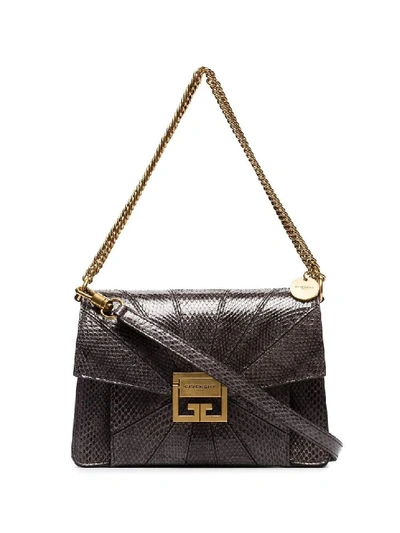 Shop Givenchy Grey Women's Gv3 Grey Snakeskin Shoulder Bag In Black
