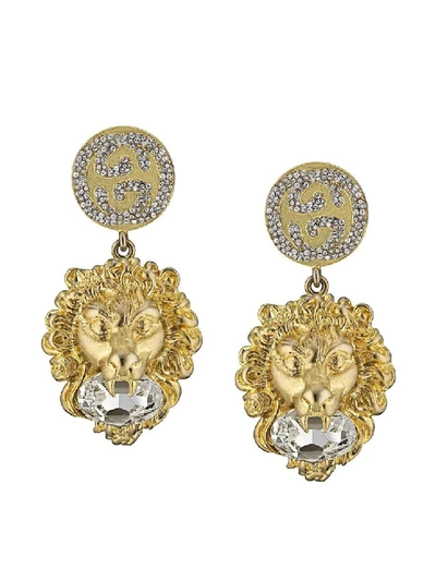 Shop Gucci Gold Women's Gg Lion Earrings