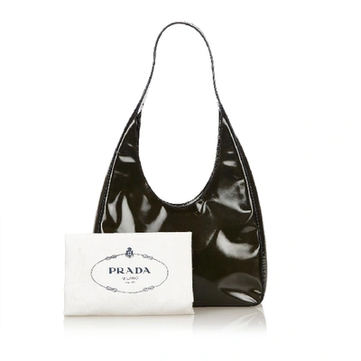 Shop Prada Patent Leather Shoulder Bag In Black