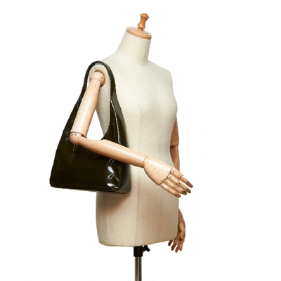 Shop Prada Patent Leather Shoulder Bag In Black