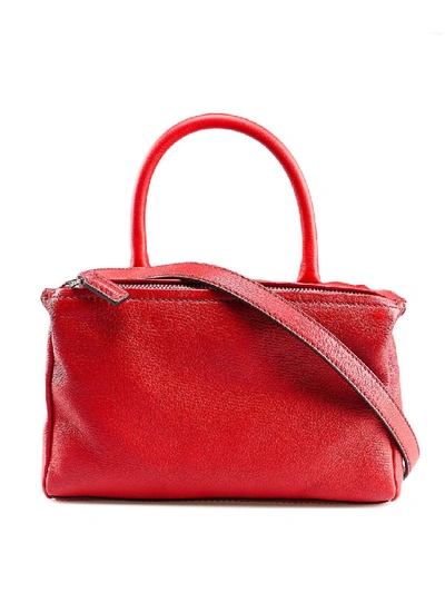Shop Givenchy Pandora Grainy Leather Small Bag In Red