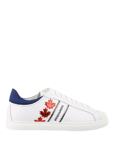 Shop Dsquared2 Canadian Team Leather Low Top Sneakers In White