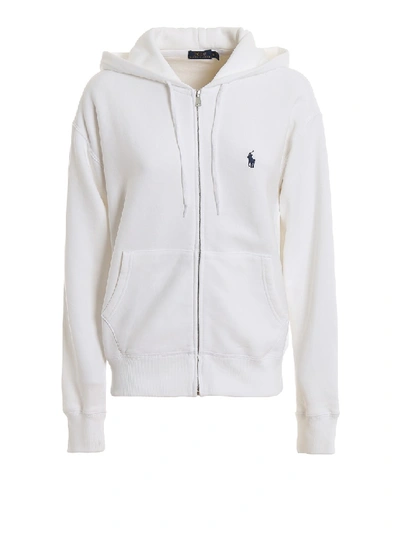 Shop Polo Ralph Lauren Logo Embroidery Hoodie In White
