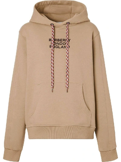 Shop Burberry Neutral Women's Embroidered Logo Oversized Hoodie Beige In Neutrals