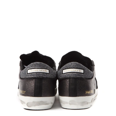 Shop Philippe Model Prsx Black Leather & Suede Sneakers In Grey