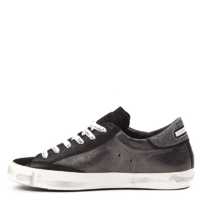 Shop Philippe Model Prsx Black Leather & Suede Sneakers In Grey