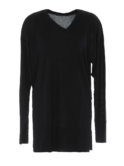 Shop Versace Viscose Loose Sweater In Black