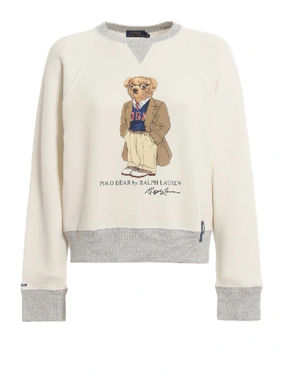 Shop Polo Ralph Lauren Polo Bear Print Sweatshirt In White
