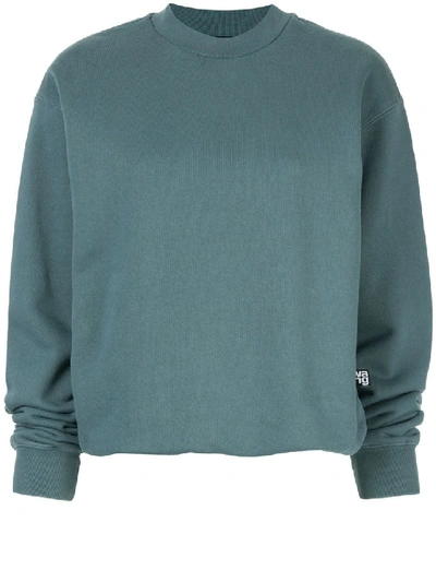 Shop Alexander Wang T Blue Women's Long-sleeve Fitted Sweatshirt