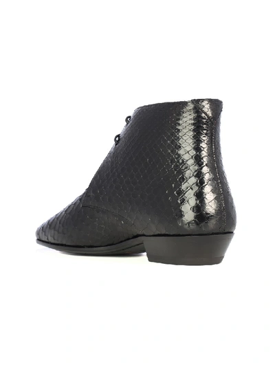 Shop Saint Laurent Jonas Python Leather Ankle Boots In Grey