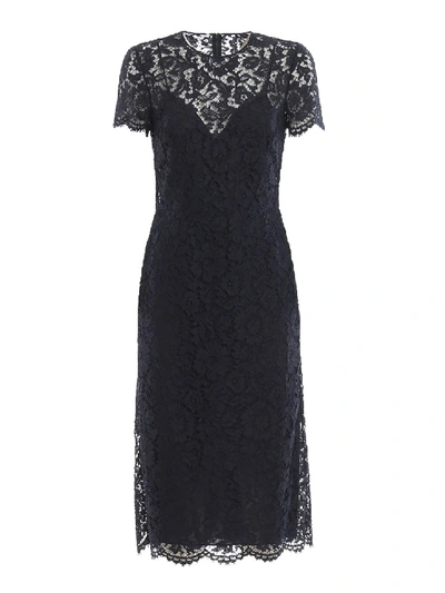 Shop Valentino Heavy Lace Midi Sheath Dress In Black