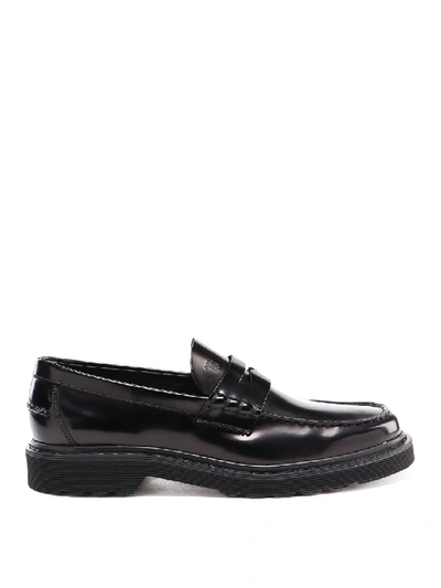 Shop Tod's Leather Classic Loafers In Black