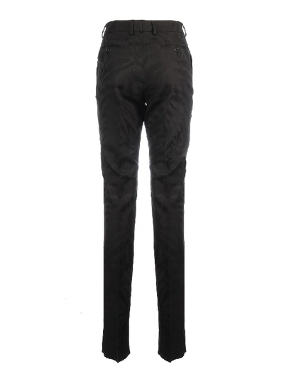 Shop Saint Laurent Printed Slim-fit Trousers In Black