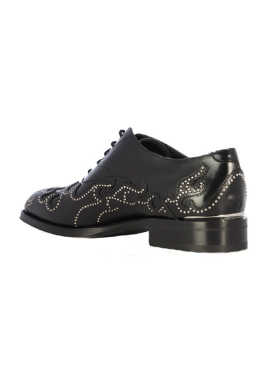 Shop Alexander Mcqueen Embellished Leather Brogues In Black