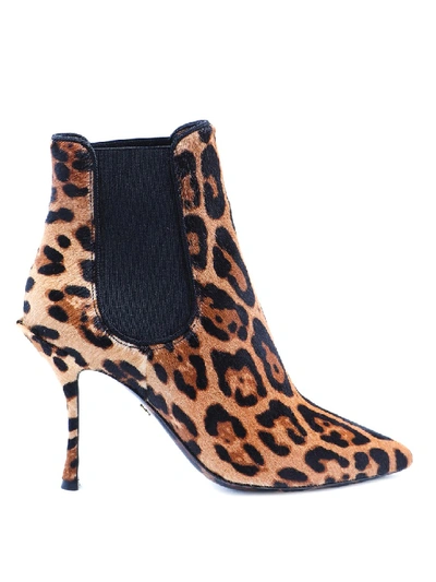 Shop Dolce & Gabbana Lori Animal Print Calf Hair Ankle Boots In Black