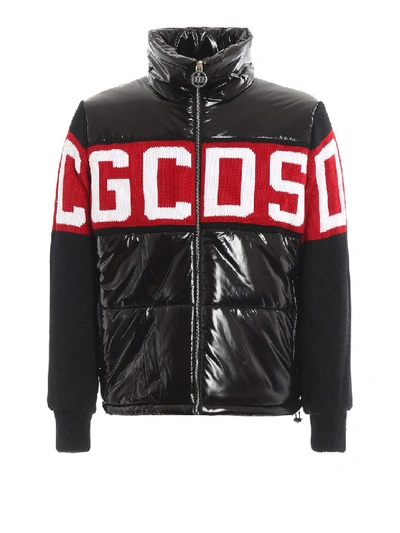 Shop Gcds Wool Sleeves Puffer Jacket In Black