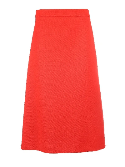 Shop Prada Aline Wool Skirt In Red