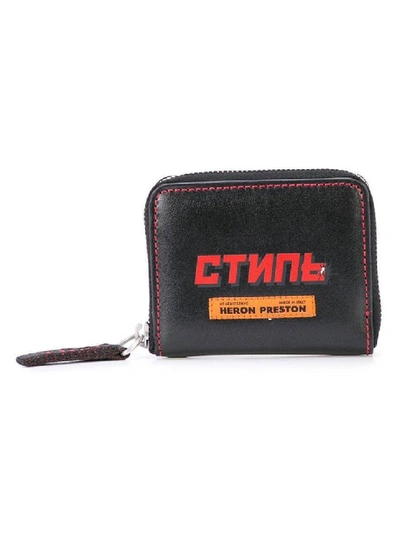 Shop Heron Preston Black Women's Square Logo Print Wallet