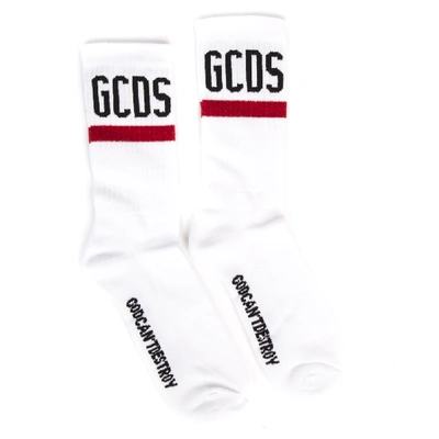 Shop Gcds White Elastic Cotton Short Socks