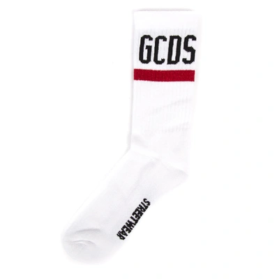 Shop Gcds White Elastic Cotton Short Socks