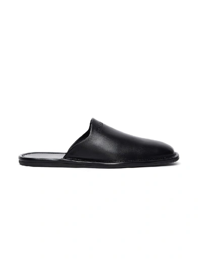 Shop Balenciaga Black Leather Slippers