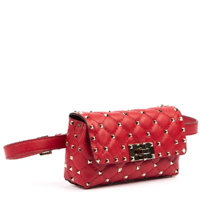 Shop Valentino Rockstud Spike Red Nappa Leather Belt Bag