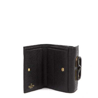 Shop Valentino V Logo Black Leather Wallet