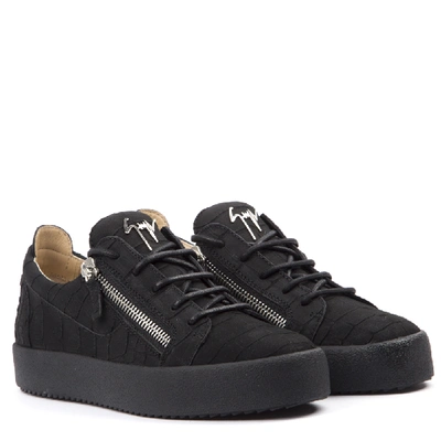 Shop Giuseppe Zanotti Low Top Black Leather Sneaker