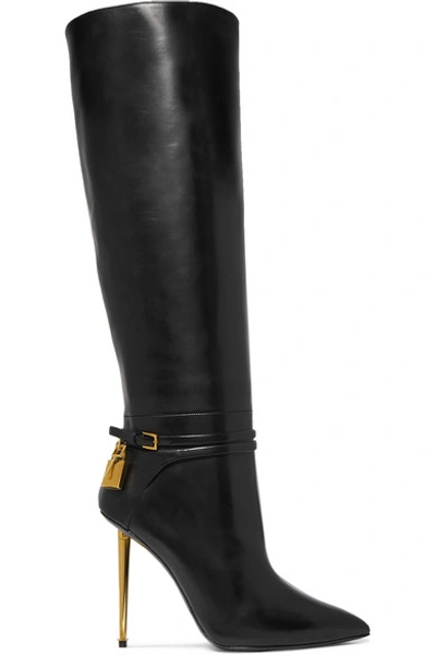 Shop Tom Ford Leather Knee Boots In Black