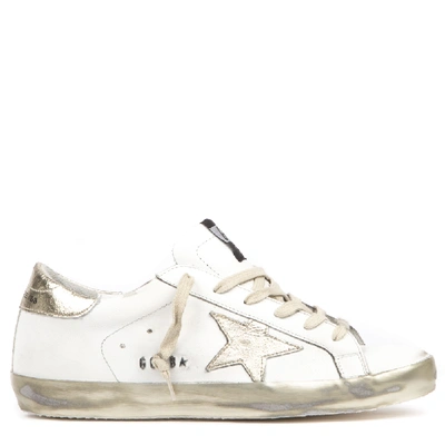 Shop Golden Goose Super Star White & Gold Leather Sneaker In Neutrals