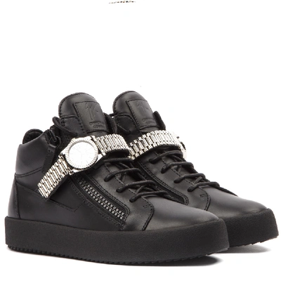 Shop Giuseppe Zanotti Quintin High Top Black Leather Sneaker