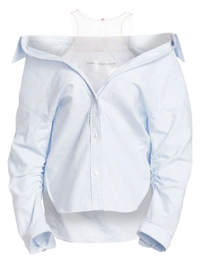 Shop Alexander Wang Blue Women's Falling Button Down Shirt In White