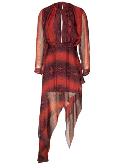 Shop Amiri Red Women's Printed Python Asymmetrical Dress
