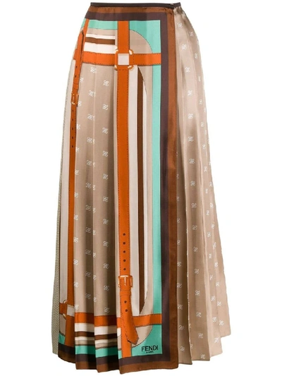 Shop Fendi Multicolor Women's Multicolored Monogram Wrap Skirt In Neutrals