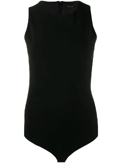 Shop Versace Black Women's Greek Key Chain Bodysuit Black