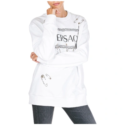 Shop Versace Women's Sweatshirt Safety Pin In White