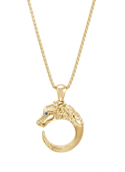 Shop John Hardy Legends Naga' Sapphire 18k Yellow Gold Pendant Necklace In Metallic